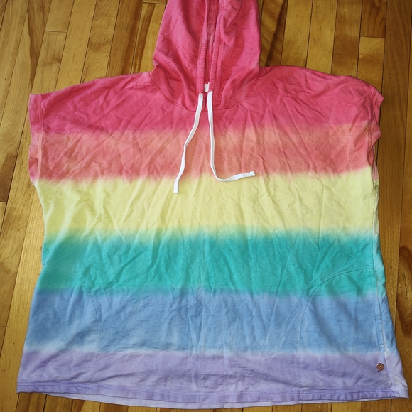 Rainbow Tie-Dye Hooded Poncho - Picture 1 of 5